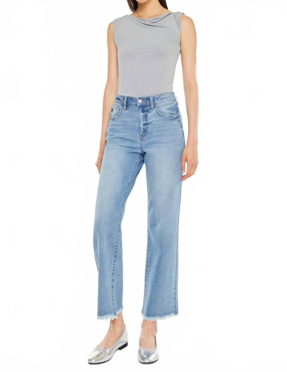 NEW KANCAN high rise slim wide leg jeans in medium wash